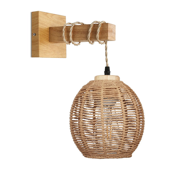 Graceful Nest BohoGlow Rattan Wall Sconce