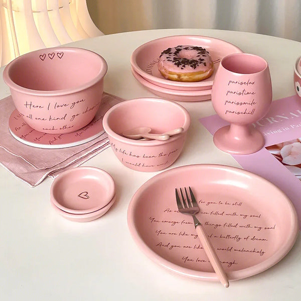 Graceful Nest Pink Love Ceramic Dish Set